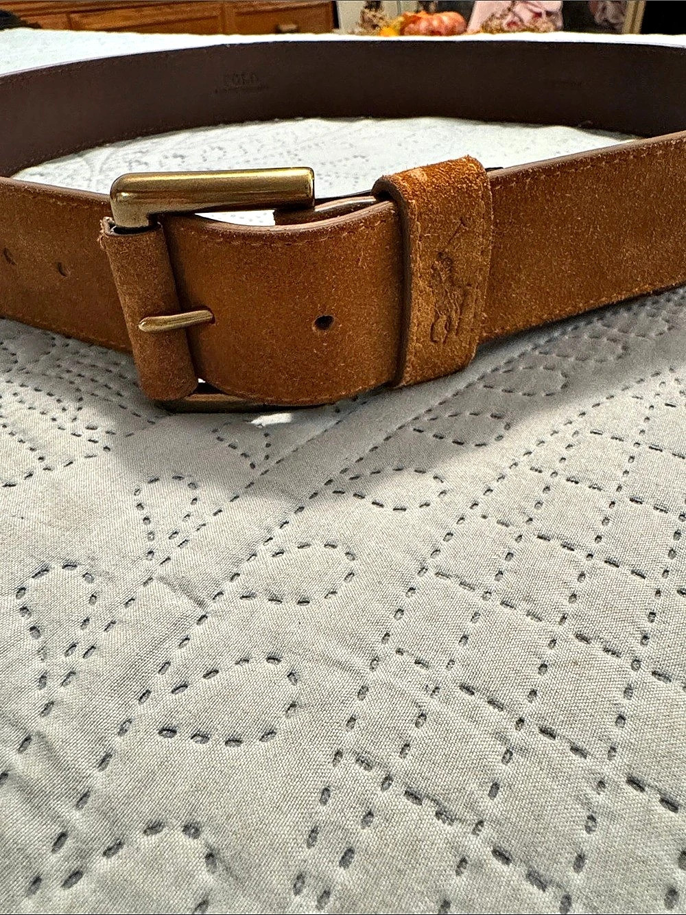 Polo Ralph Lauren Leather-Trim Suede Belt Brown